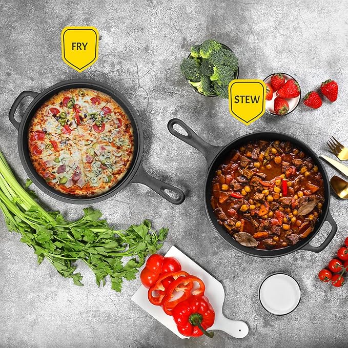 EDGING CASTING 2-in-1 Pre-Seasoned Cast Iron Dutch Oven Pot - Image 5
