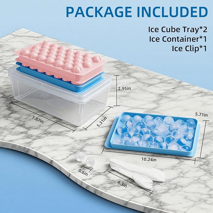 2 Pack Ice Cube Trays Set -with Lids, Storage Container & Ice Tongs, 66-Count - Image 7