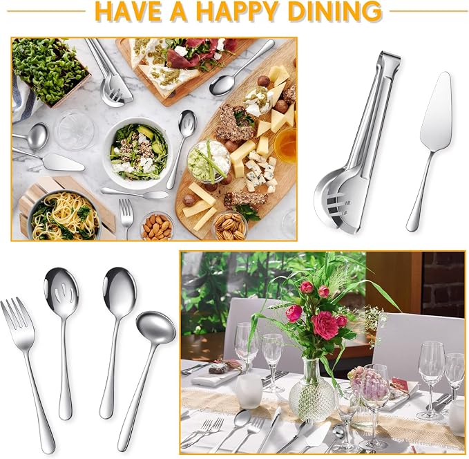 Patelai Serving Utensils Set Include Stainless Steel Large Spoons Slotted - Image 5