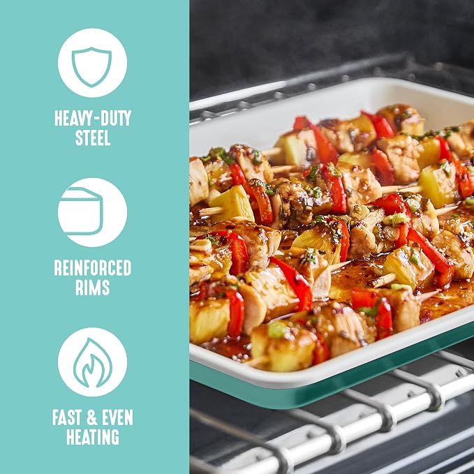 GreenLife 13" x 9" Quarter Sheet Baking Pans, 2 Piece Bakeware Set, PFAS-Free - Image 4