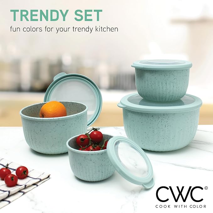 COOK WITH COLOR Prep Bowls with Lids- Wide and Deep Nesting Plastic Small - Image 2