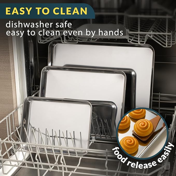 Baker’s Signature Stainless Steel Cookie Sheet Pan, Stainless Steel Baking - Image 4