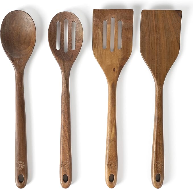 Martha Stewart Bainford 4-Piece Wooden Kitchen Utensil Set, Walnut – Cooking by MarthaStewart