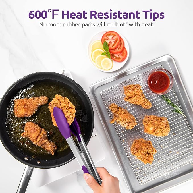 600ºF Heat Resistant Kitchen Tongs: U-Taste 12 inch Large Silicone Cooking Tong - Image 3