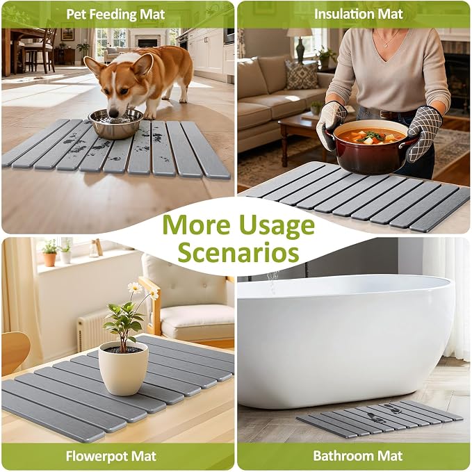 Large Stone Dish Drying Mat for Kitchen Counter, Collapsible Quick Dry Stone - Image 7