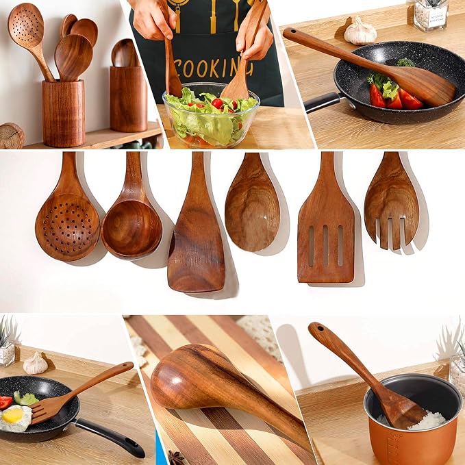 Teak Wooden Kitchen Utensil Set - Image 6