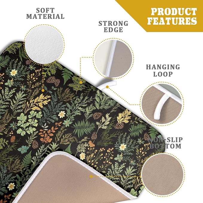 Black Green Botanical Dish Drying Mat - Image 4