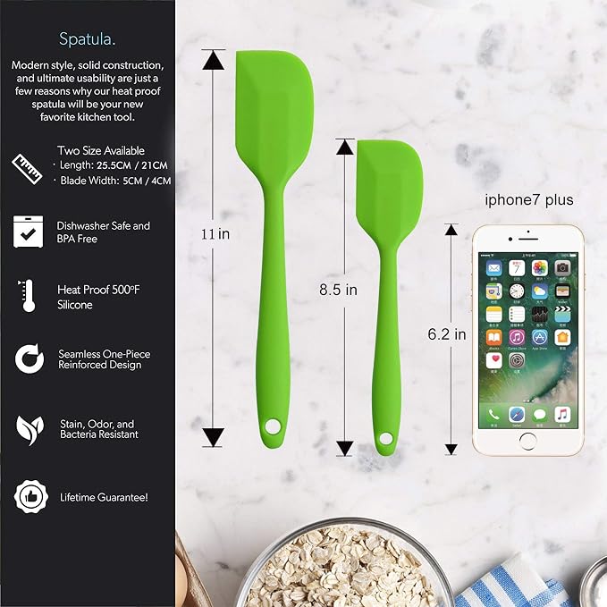 Silicone Spatulas, 11 inch Rubber Spatula Heat Resistant Seamless One Piece - Image 6