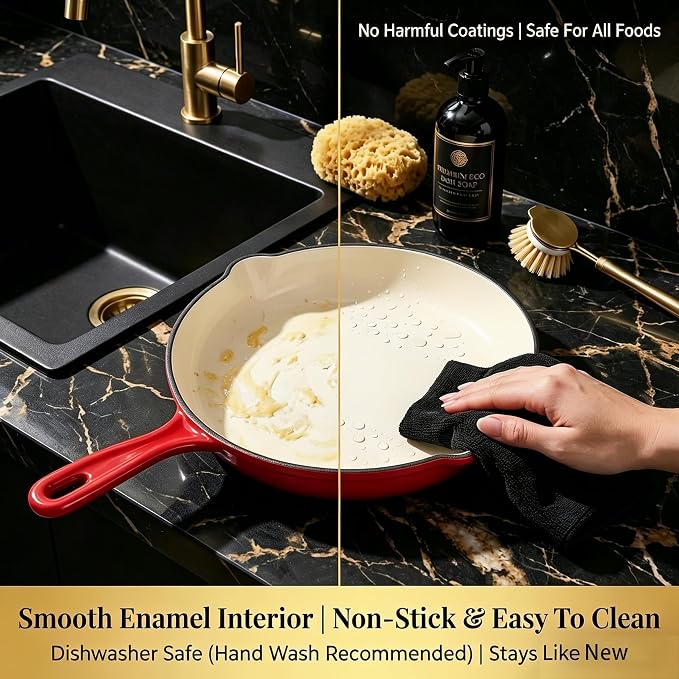 QuliMetal Enameled Cast Iron Cookware Set, 4-Piece Pots and Pans Set - Image 5