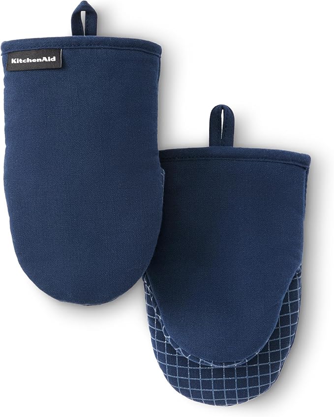 KITCHENAID Gourmet Series Gridlines Mini Oven Mitts 2-Pack Set, Heat Resistant by KitchenAid