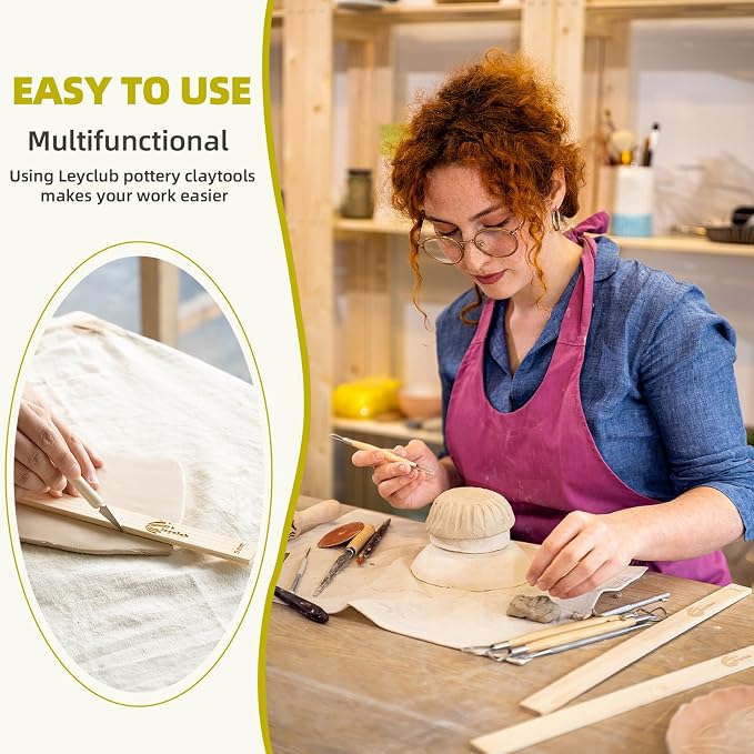 Pottery Rolling pin Guides, Clay Tools, 5-Size Mud Stick Guide - Image 5
