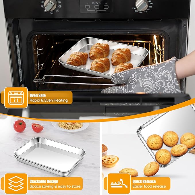 Homikit 1 Pack Baking Sheet, 10 x 8 Inch Stainless Steel Cookie Tray Set - Image 4