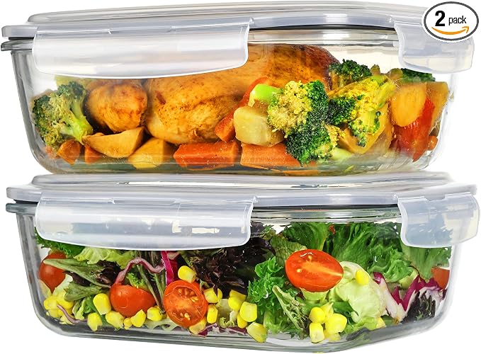 Vtopmart 2Pack 2260ml/ 76.4oz Large Glass Storage Containers by Vtopmart