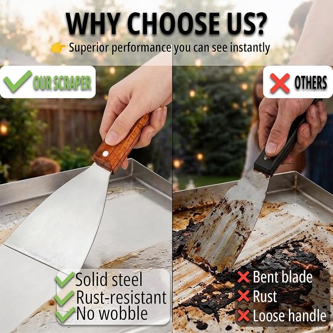 Griddle Scraper, Heavy Duty Stainless Steel Grill Scraper - Image 3