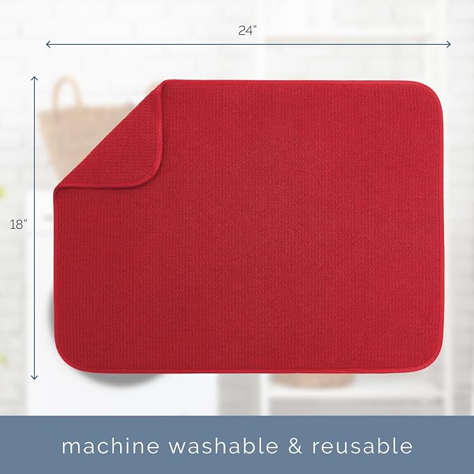 S&T INC. Dish Drying Mat XL, 18” x 24”, Absorbent Microfiber Kitchen Counter Mat - Image 6