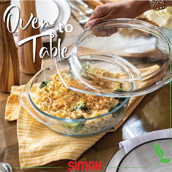 Simax Casserole Dish with Lid, 1.5 Quart Round Glass Casserole Dishes - Image 4