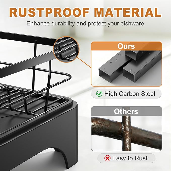 Dish Drying Rack for Kitchen Counter, Dish Rack, Dish Drainer for Kitchen - Image 5