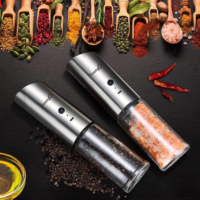 Gravity Electric Salt and Pepper Grinders refillable 1 Pack, USB Rechargeable - Image 5