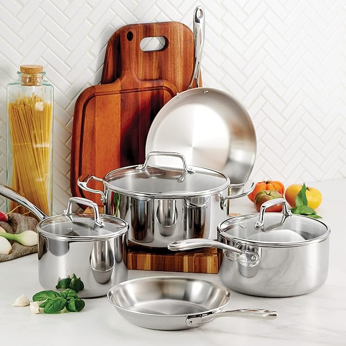 Tramontina Tri-Ply Clad Stainless Steel 8-Piece Cookware Set - Image 2