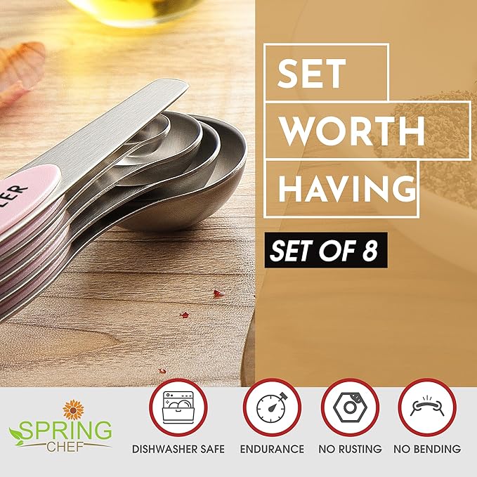 Spring Chef Stainless Steel Magnetic Measuring Spoons Set of 8 - Image 4
