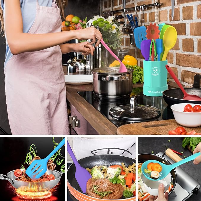 Silicone Kitchen Utensils Set, 16-Piece Silicone Cooking Utensils by Deedro - Image 4