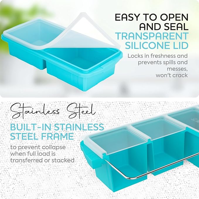 Silicone Freezer Tray With Lid-Soup Freezer Container molds-Large Ice Cube Tray - Image 5
