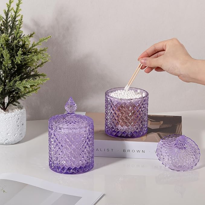 rejomiik 2 Pack Qtip Holder Thick Glass Apothecary Jars - Image 4