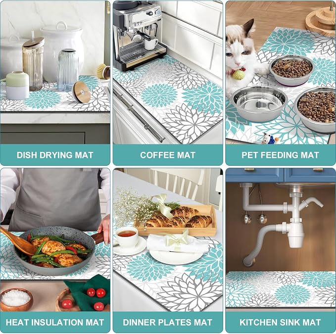 Findosom 2PCS 16" x 24" Dish Drying Mat & 24" x 5.5" Sink Splash Guard - Image 9