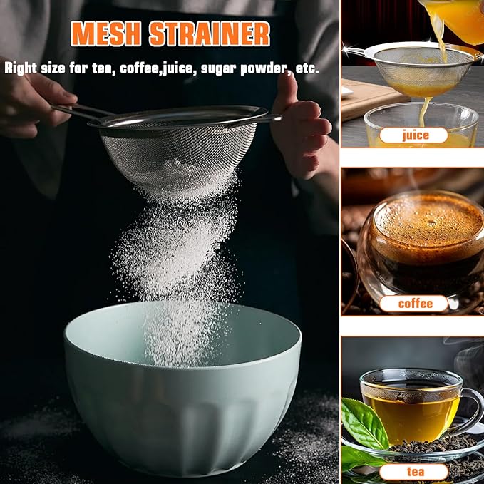 Biscuit Cutter Set, Dough Cutter, 3 Cup Flour Sifter, Baking Mat and Fine Mesh - Image 7