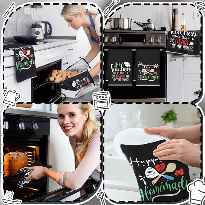 Sratte 6 Pcs Kitchen Decor Accessories Set Farmhouse Towels Pot Holders Oven - Image 5