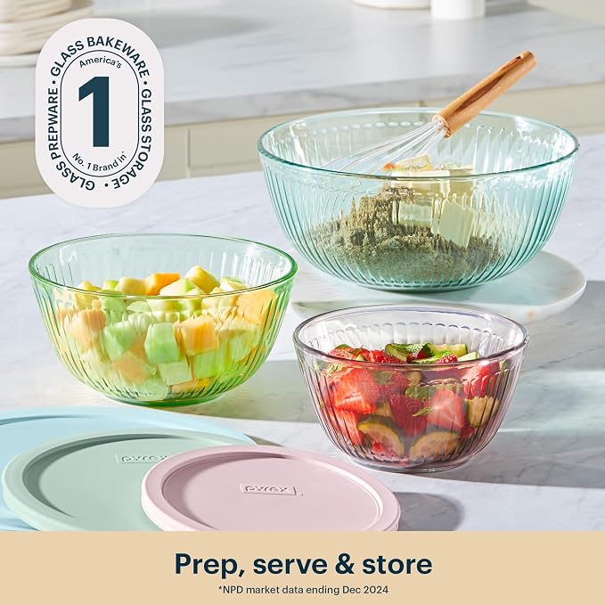 Pyrex Colors Sculpted Tinted Glass Mixing Bowls - Image 3