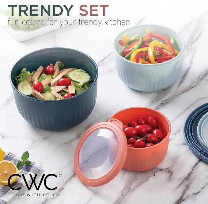 COOK WITH COLOR Prep Bowls with Lids- Wide and Deep Nesting Plastic Small - Image 4