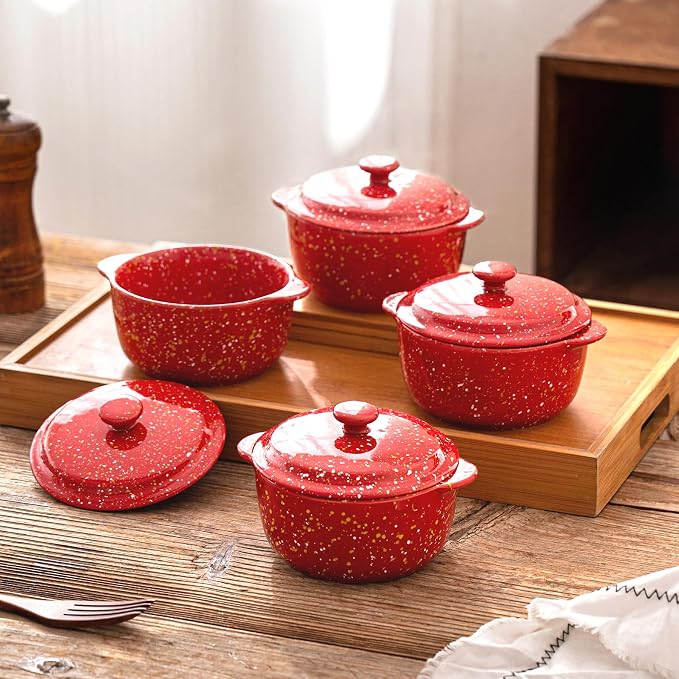 4-Pack 10 Oz Ceramic Mini Cocotte Set - Image 4