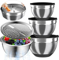 Nicdiet Mixing Bowls with Airtight Lids, Stainless Steel Mixing Bowl Set with 3 by AUFETQ