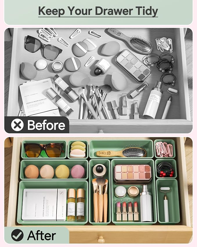 KEMETHY 25 PCS Plastic Drawer Organizers Set, 4 Sizes Vanity Organizer - Image 3