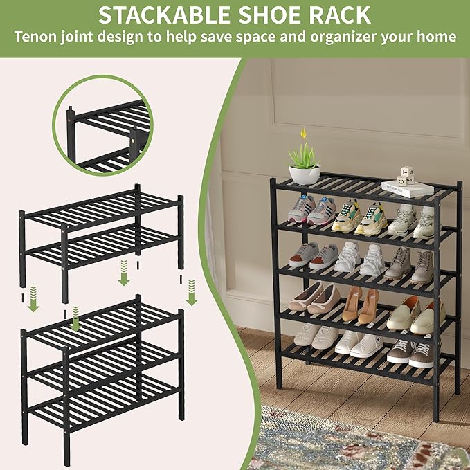 ROMGUAR CRAFT 3 Tier Bamboo Shoe Rack - Image 5