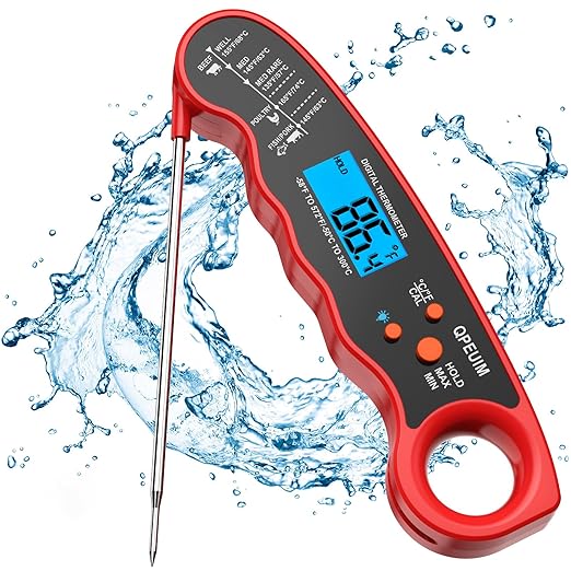 QPEUIM Meat Thermometer Digital Instant Read Thermometer Waterproof Food by QPEUIM