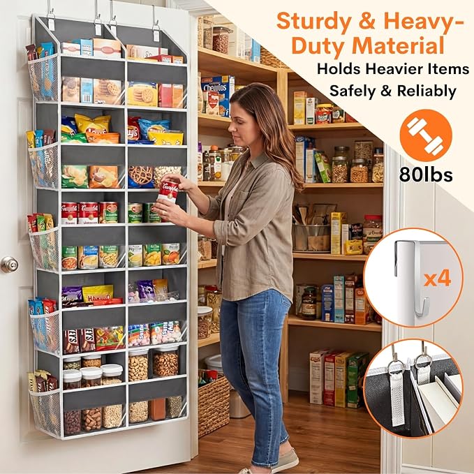 2 Pack Over the Door Organizer 5 Tiers, Extra Large Behind Door Storage of 10 - Image 3