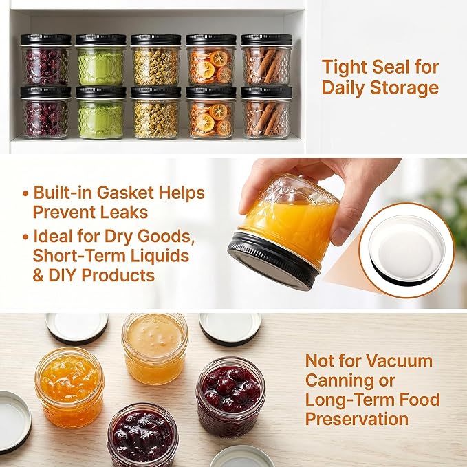 4 oz Glass Jars With Lids, 40 Pack Small Clear Mason Jars and Diamond appearance - Image 4