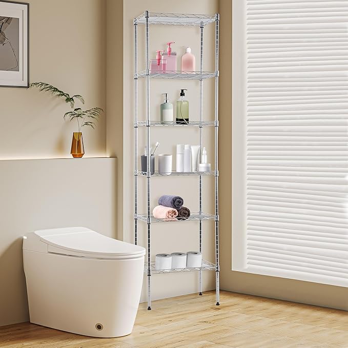 BestOffice | 6-Tier Wire Storage Shelves | 17x12x64 | Chrome | - Image 2