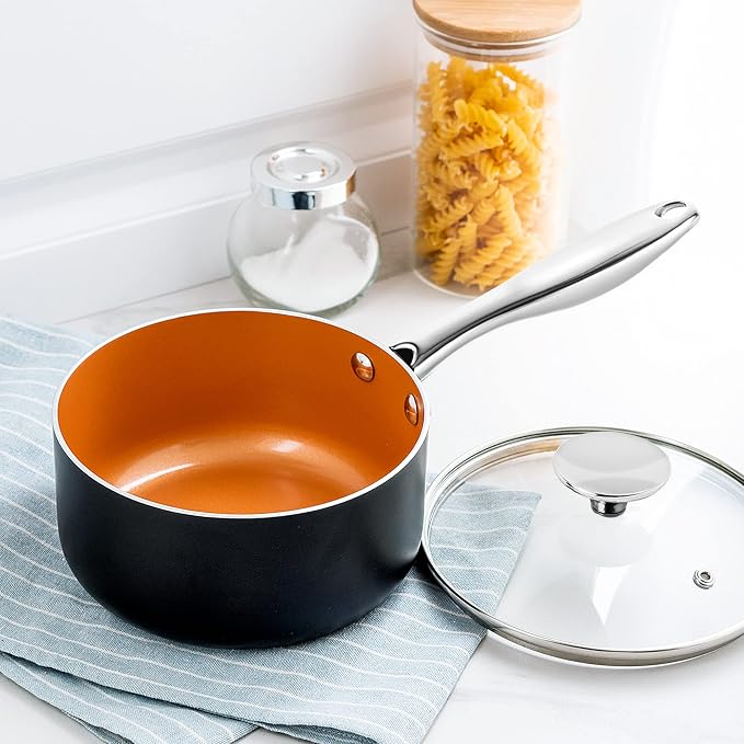 MICHELANGELO Sauce Pan with Lid, Ultra Nonstick 3 Qt Saucepan with Lid - Image 7