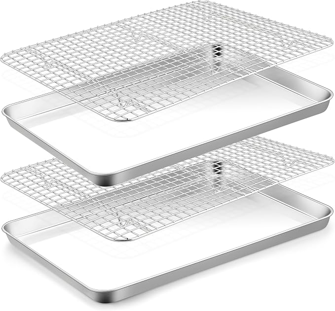 TeamFar Cookies Sheet with Rack, Non-Toxic & Heavy Duty, Dishwasher Safe by TeamFar
