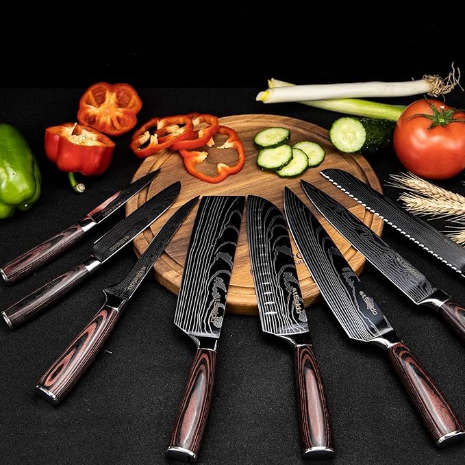 Seido Knives Master Chef Knife Set, 8-Piece Kitchen Knife Set, High-Carbon - Image 4