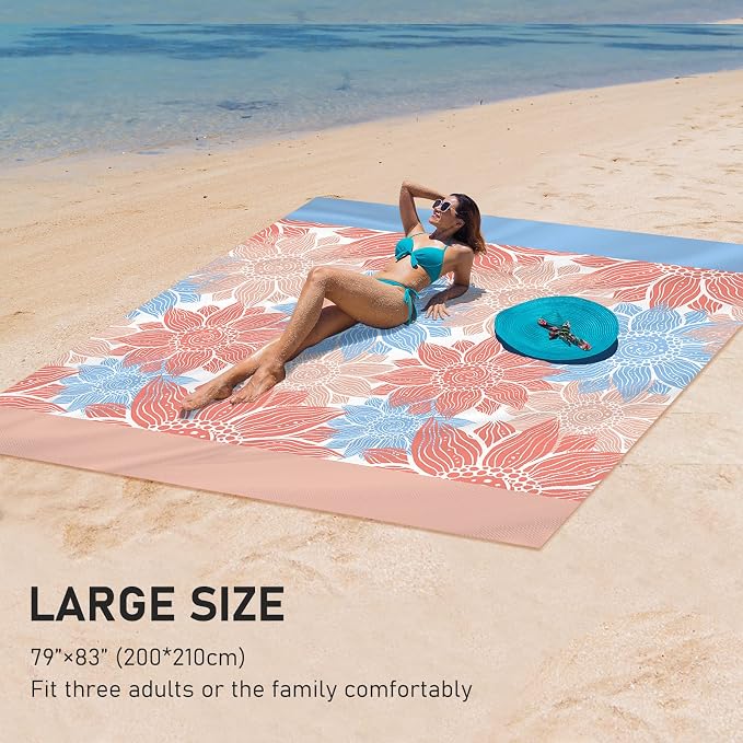 HIHOHO Beach Blanket Waterproof Sandproof Extra Large Beach Mat 79" X - Image 5