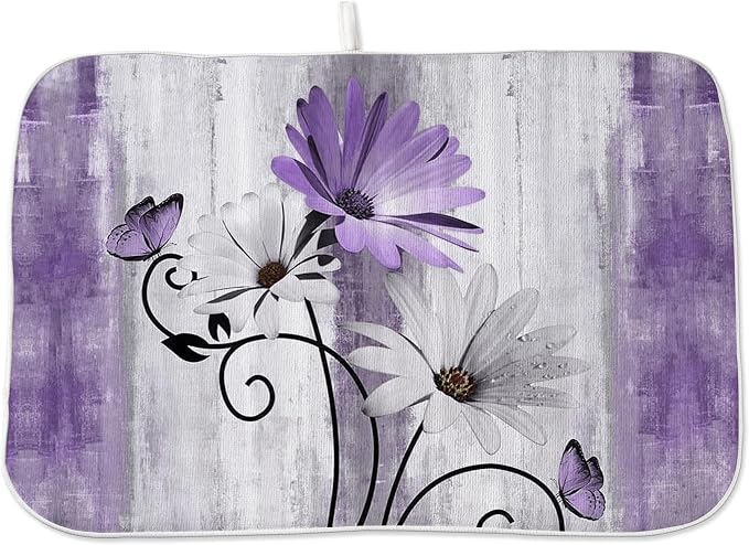 Floral Dish Drying Mat 18x24 Inches by OFIRD