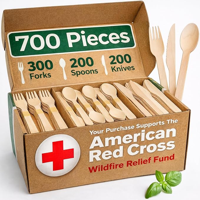 700 PCS Wooden Cutlery Set by EsEssentials