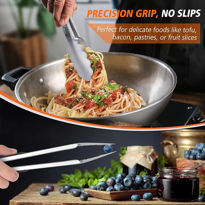 Hotec Stainless Steel Kitchen Tongs, Locking Metal Food Tongs - Image 6