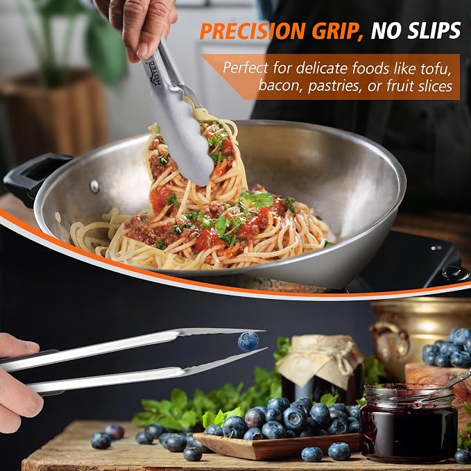Hotec Stainless Steel Kitchen Tongs, Locking Metal Food Tongs - Image 6
