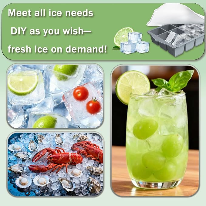 Ice Cube Trays for Freezer, 2 Pack Easy Release Slicone Ice Cube Tray - Image 7