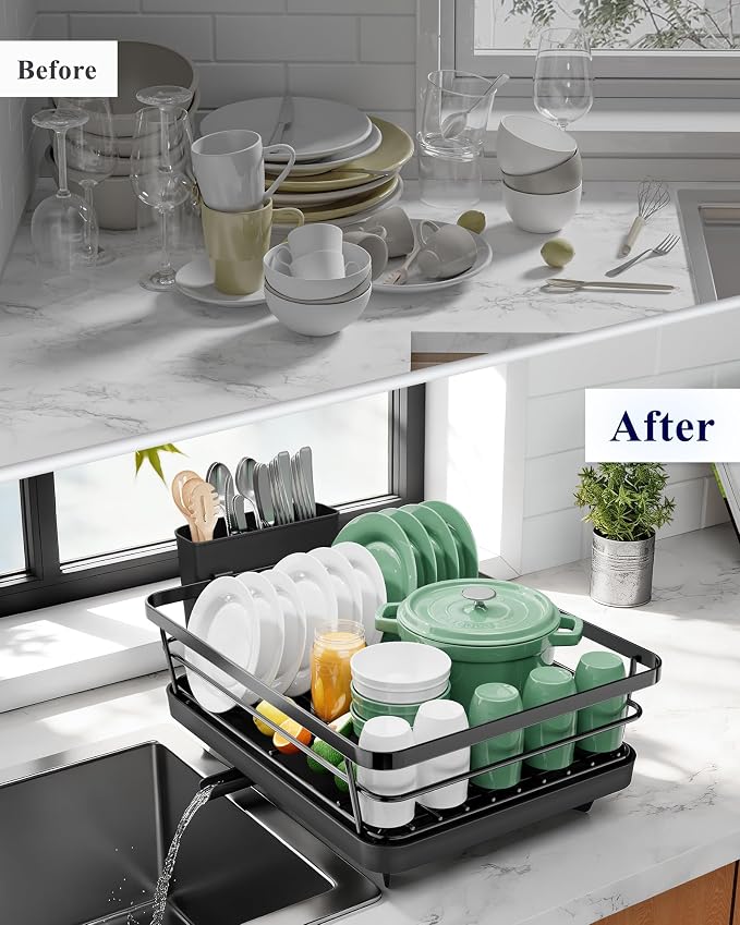 Kitsure Dish Drying Rack for Kitchen Counter, Stainless Steel Sink Organization - Image 8